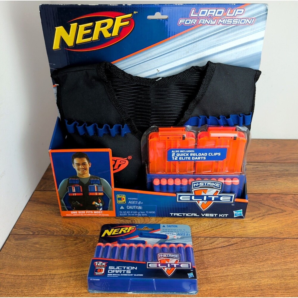 Official Nerf Tactical Vest N-Strike Elite Series w/ 2 Six-Dart Clips + 24 Darts